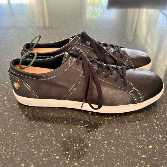 Softinos by Fly London Black Leather Soft Leather Sneakers. Size EU44/US10. - Picture 6 of 10